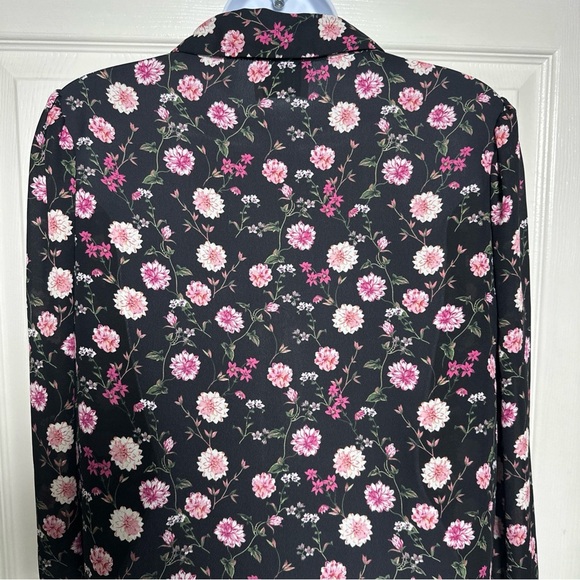 Elie Tahari Womens Size Small Black Floral Blouse Button Front Top Office Work - Picture 9 of 13
